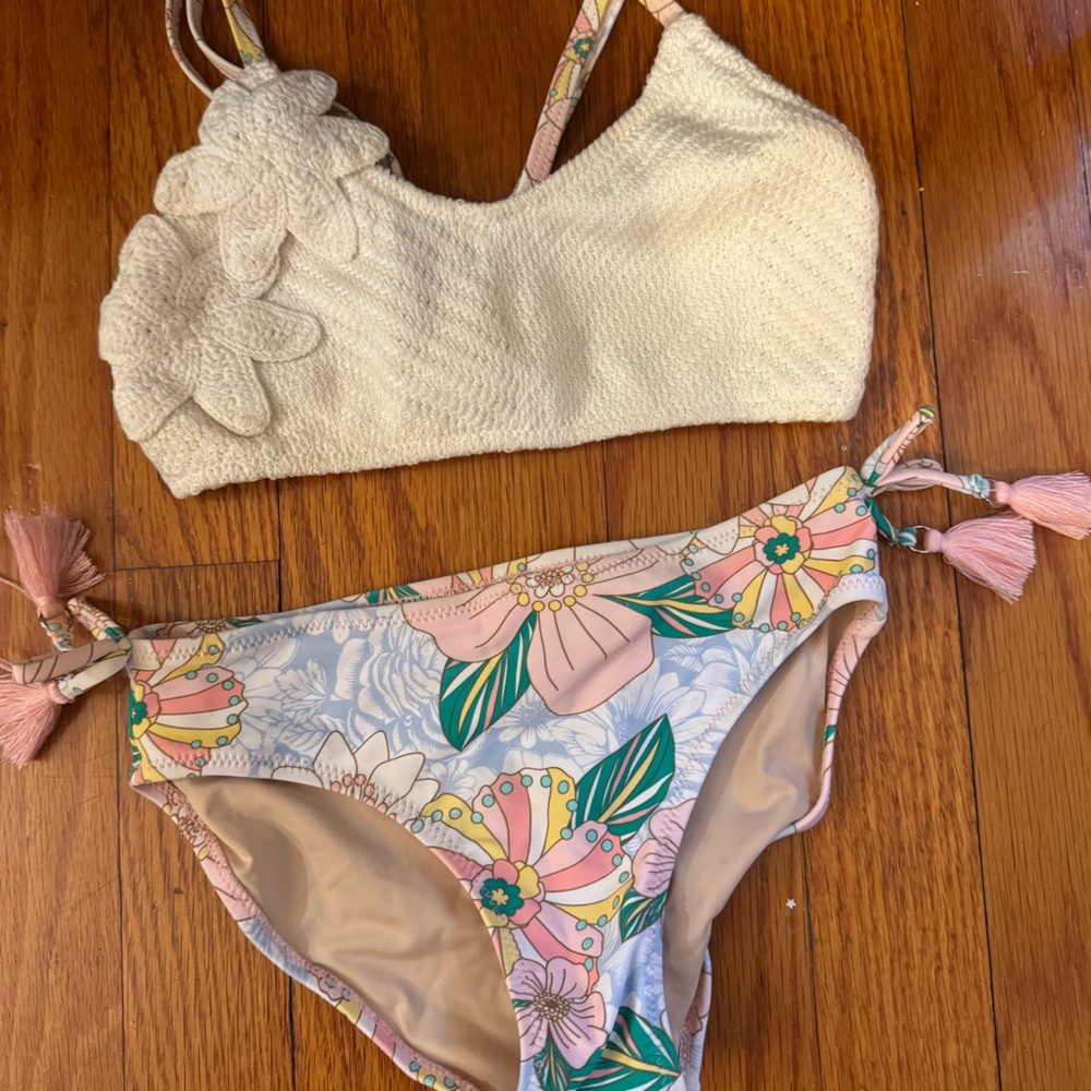 Floral Pink and Cream Kids One Piece